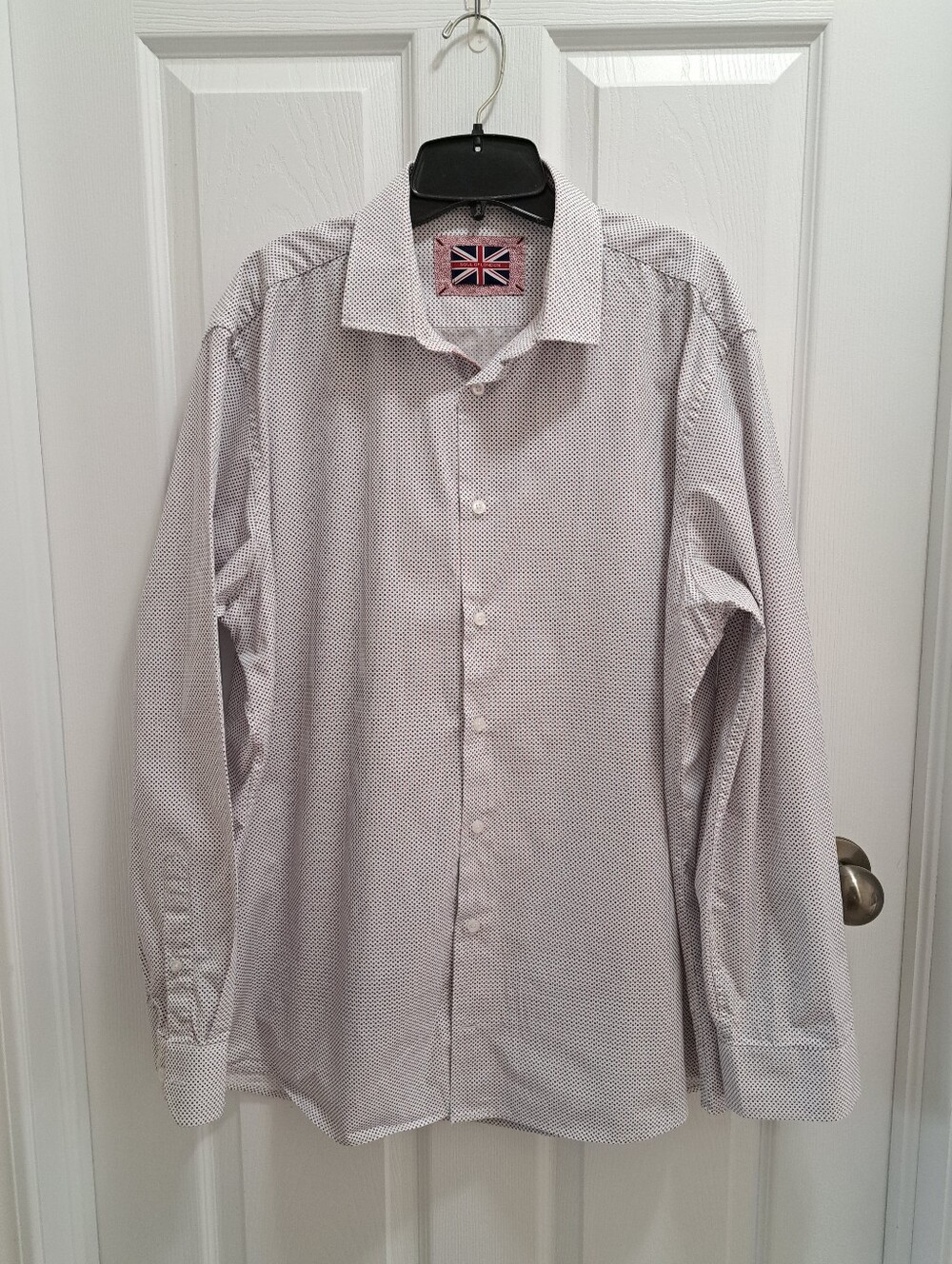 Soul Of London Men's White Micro Pattern Dress Shirt Size XL 17.5 Neck Classic